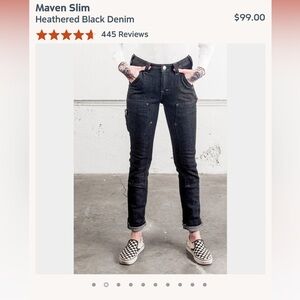 Dovetail/ Moxie & Moss Maven Workwear Stretch Black Denim Pants
